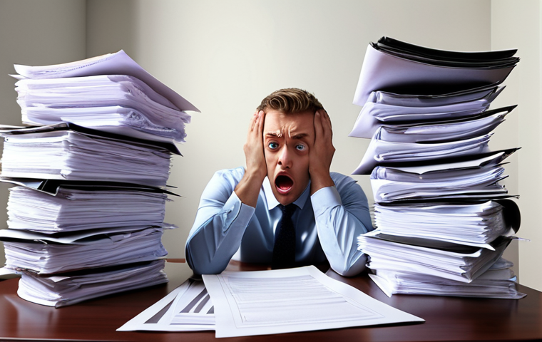 **

Prompt: "Insurance broker overwhelmed by regulatory paperwork, desk piled high, stressed expression. Modern office setting. Focus on the burden of compliance."

**