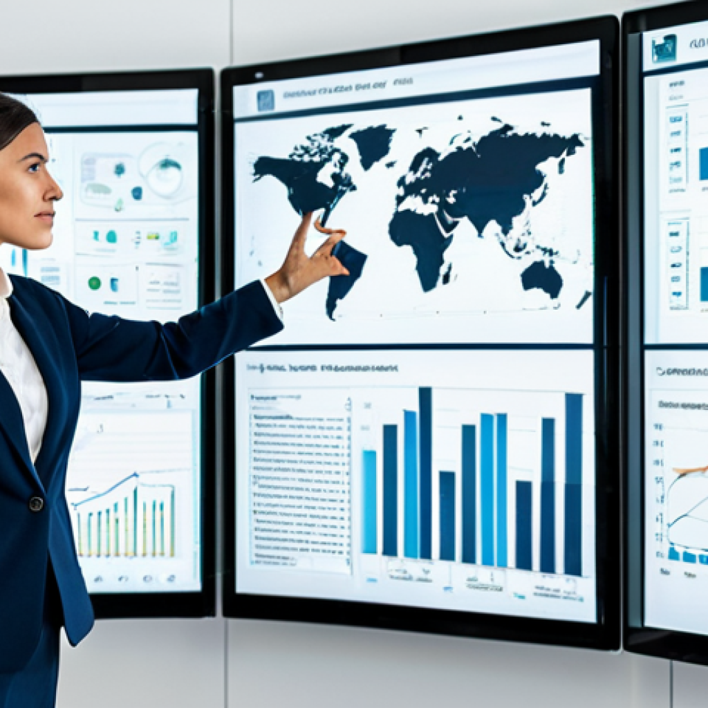 A professional Italian insurance broker, a man or woman, in a modest business suit, standing confidently in a modern, high-tech office. Large digital screens display complex data visualizations, including cyber security network diagrams and climate risk models. The broker gestures towards the screens, illustrating a strategic consultation, emphasizing innovation and a forward-looking approach. Fully clothed, appropriate attire, safe for work, perfect anatomy, natural proportions, professional dress, professional photography, high quality, well-formed hands, proper finger count, natural body proportions, appropriate content.