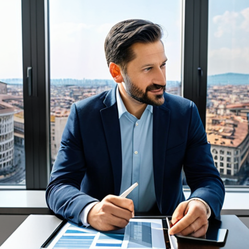 **
"A professional insurance advisor, fully clothed in modest business attire, consulting with a client in a bright, modern office. The advisor is gesturing towards a digital tablet displaying risk analysis data. Behind them, a cityscape of Milan can be seen through the large office windows. Safe for work, appropriate content, perfect anatomy, natural proportions, professional setting, family-friendly, well-formed hands, proper finger count."
**