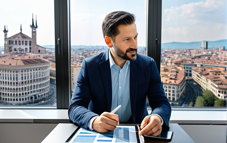 **

"A professional insurance advisor, fully clothed in modest business attire, consulting with a client in a bright, modern office. The advisor is gesturing towards a digital tablet displaying risk analysis data.  Behind them, a cityscape of Milan can be seen through the large office windows. Safe for work, appropriate content, perfect anatomy, natural proportions, professional setting, family-friendly, well-formed hands, proper finger count."

**