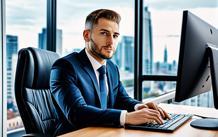 The Modern Insurance Broker**

A professional insurance broker in a modern, well-lit office, fully clothed in a stylish business suit, working at a computer. Background shows a cityscape. Emphasis on competence and trustworthiness. Safe for work, appropriate content, professional, perfect anatomy, natural proportions.

**