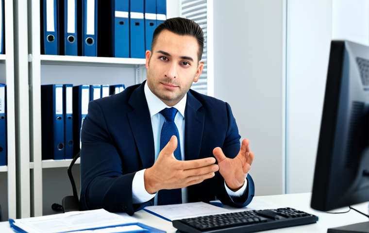 보험중개사와 고객 서비스의 차별화 전략 - The Broker's Consultation**
A professional insurance broker in a brightly lit office, fully clothed...