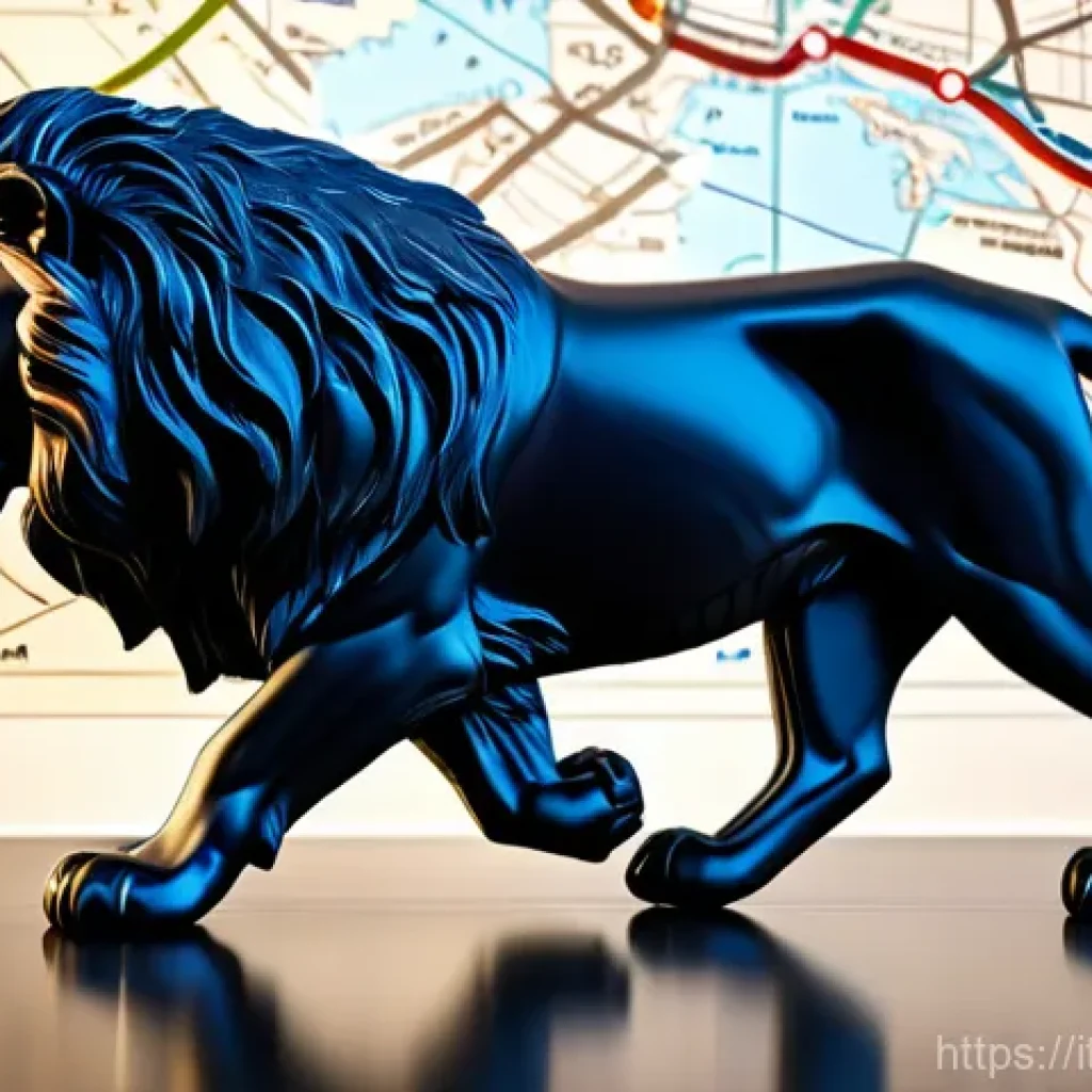 보험중개사와 보험 트렌드 비교 분석 - **Prompt:** A majestic, powerful lion, symbolizing the awakened Italian insurance market, stands con...