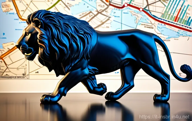 보험중개사와 보험 트렌드 비교 분석 - **Prompt:** A majestic, powerful lion, symbolizing the awakened Italian insurance market, stands con...