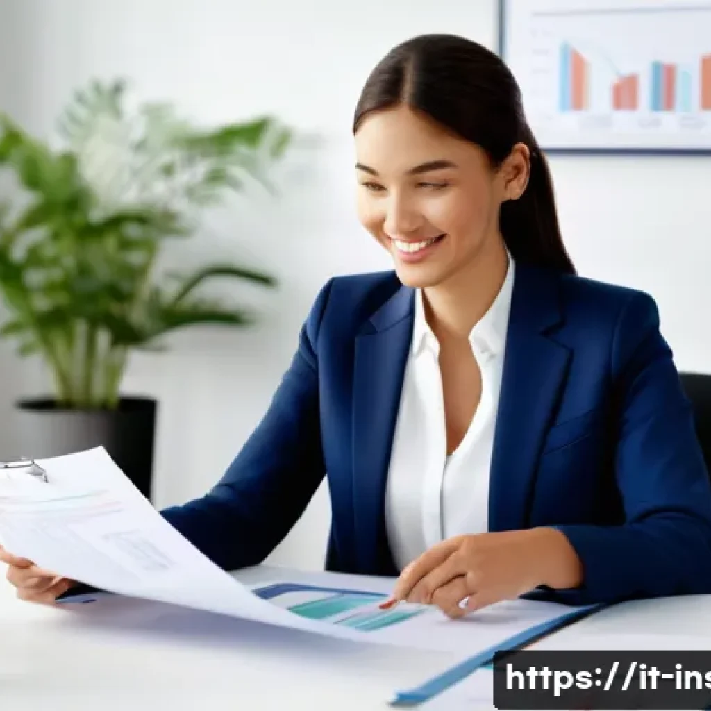 보험중개사 실무와 이론의 차이 - **Prompt:** "A brightly lit, modern insurance office. A friendly female insurance agent, wearing a s...