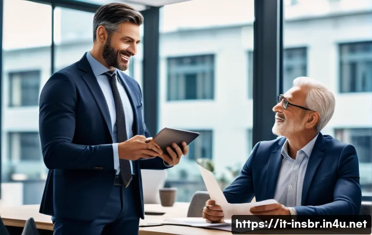 보험중개사와 관련된 고객 관계 관리 성공 사례 연구 - A professional insurance intermediary engaging in active listening with a middle-aged Italian client...
