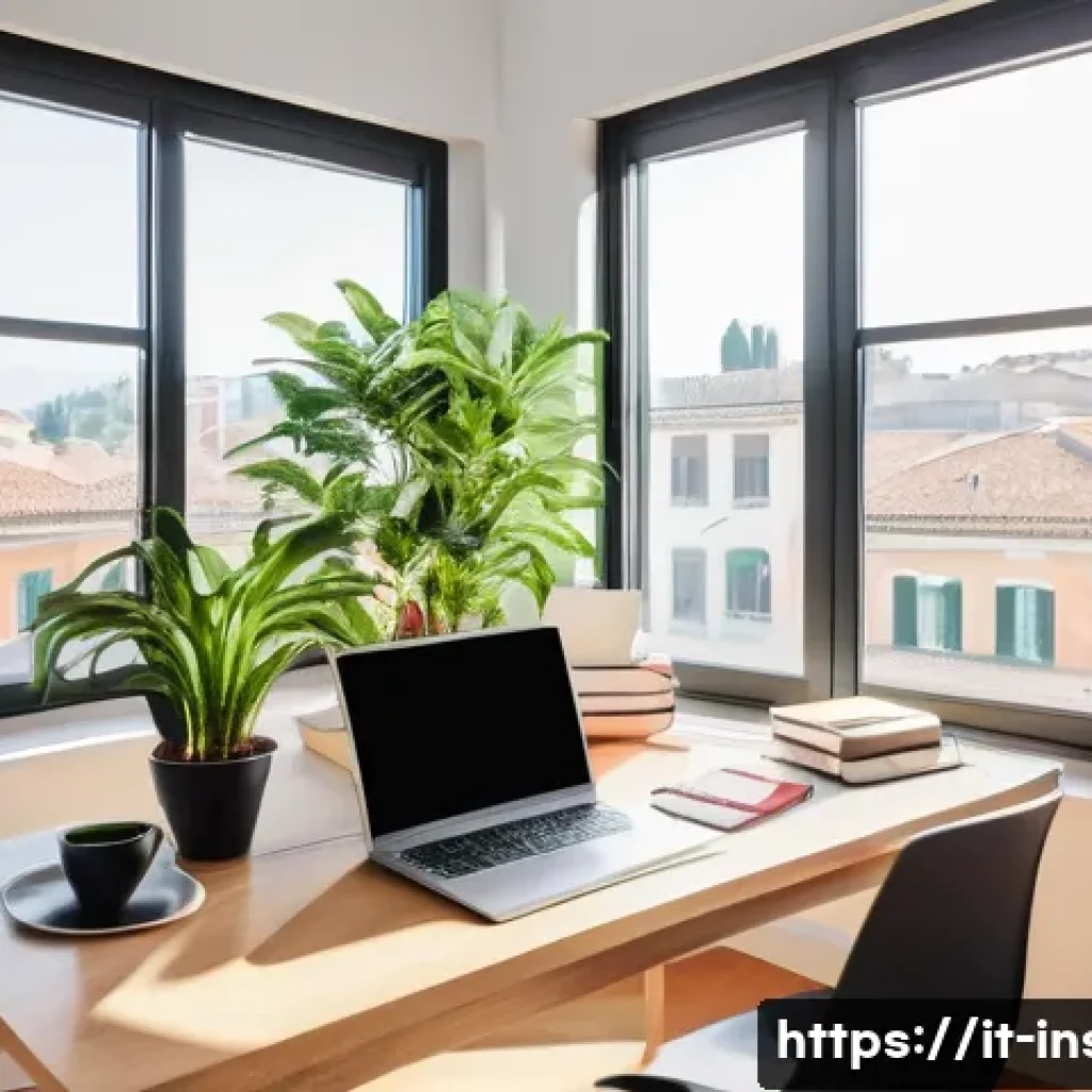 보험중개사 시험 준비를 위한 시간 관리 가이드 - A bright, clean, and organized study room with a large window letting in natural sunlight, a modern ...