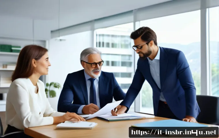 보험중개사 초보자가 알아야 할 용어 - A professional insurance broker in a modern Italian office setting, dressed in smart business attire...