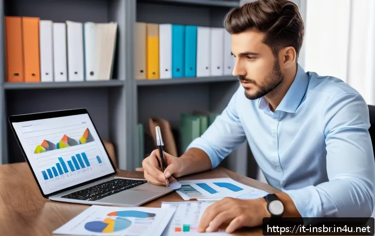 보험중개사 실기시험에서 자주 묻는 질문 - A professional Italian insurance broker study scene in a modern home office: a young adult male wear...