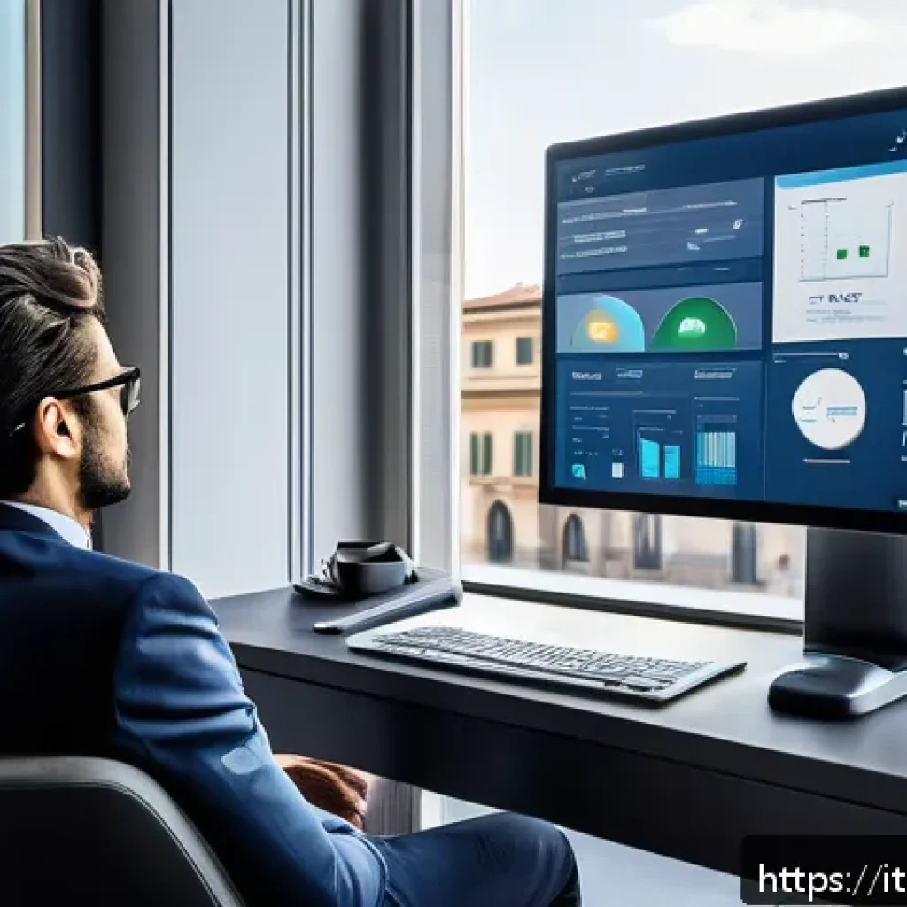 보험중개사 필수 공부 자료 아카이브 - A modern insurance broker office setting in Milan, Italy, showing a professional young man analyzing...