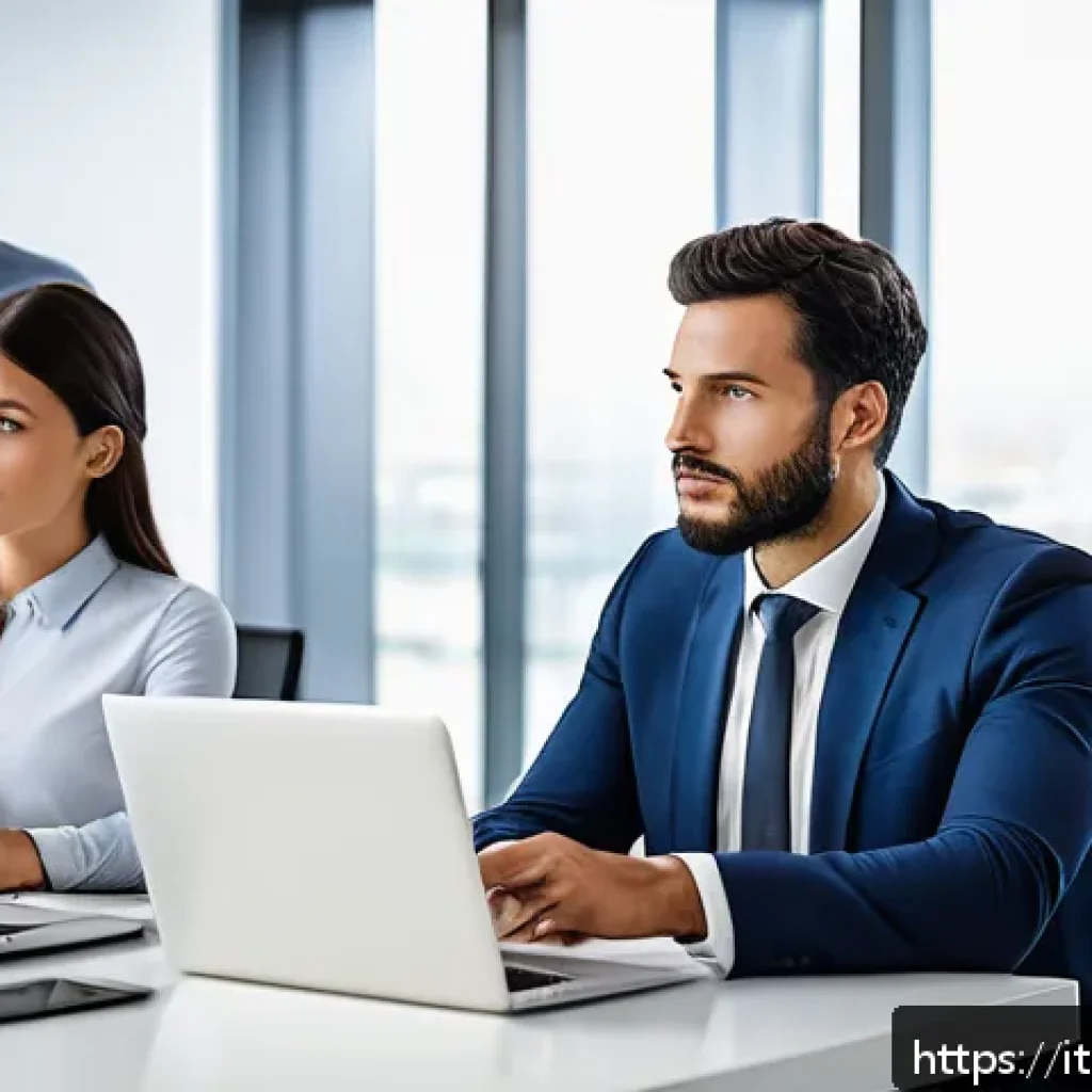 보험중개사로 이직 후 첫 달 업무 경험 - A professional Italian insurance broker in a modern office setting, attentively listening to a diver...