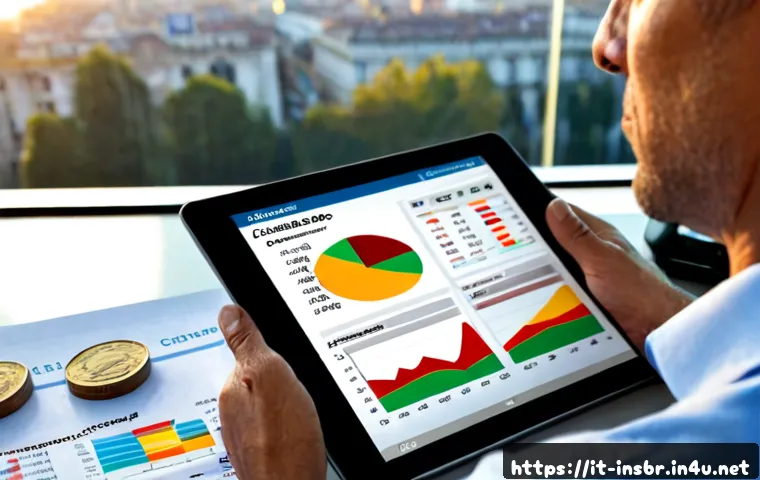 보험중개사와 관련된 산업 보고서 분석 - Photorealistic Italian insurance brokerage industry report analysis, confident middle-aged financial...